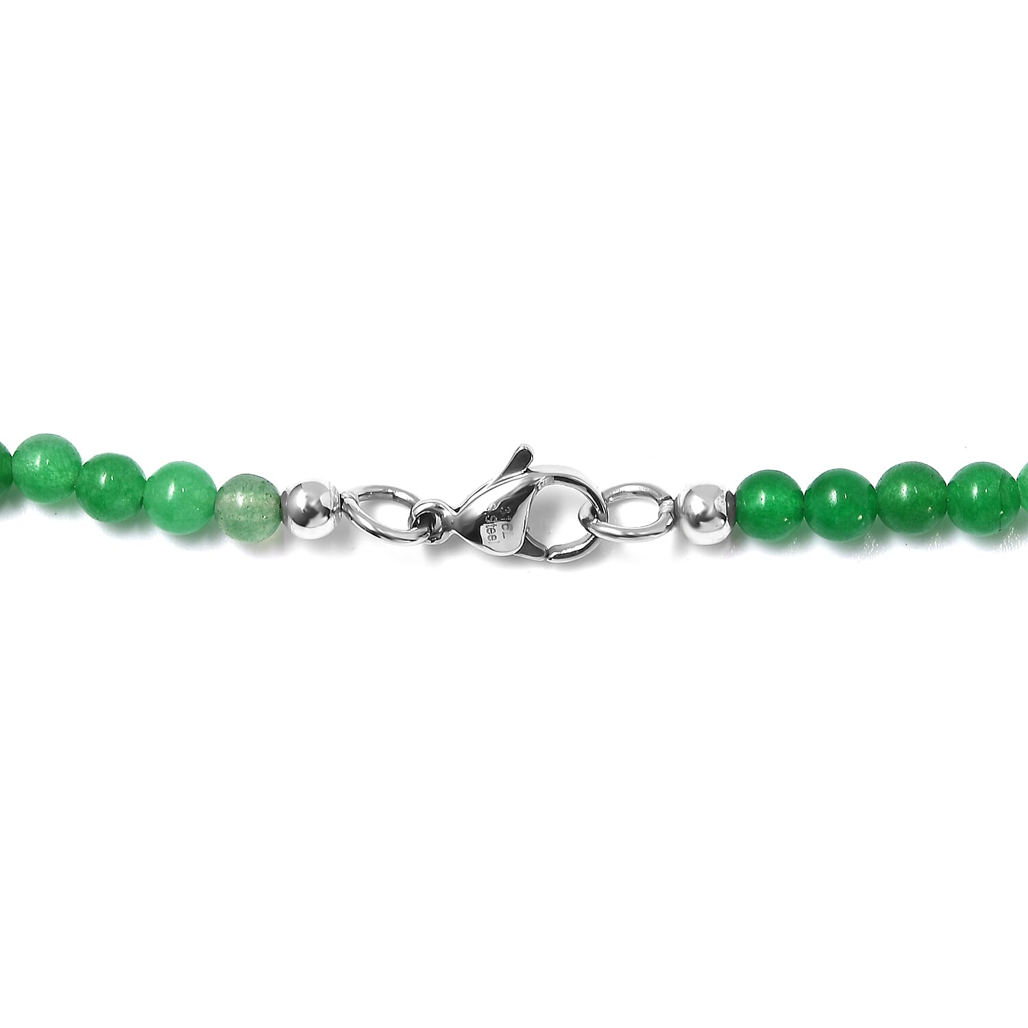 Green Jade (D) 90.00 ctw Beaded Necklace in Stainless Steel 20 Inches