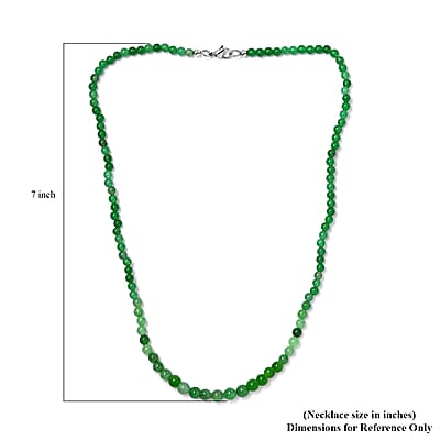 Green Jade (D) 90.00 ctw Beaded Necklace in Stainless Steel 20 Inches