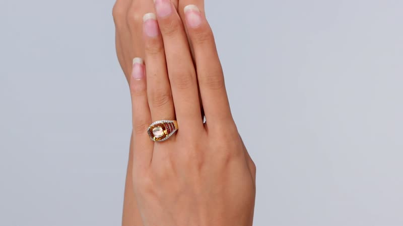 Santa Ana Madeira Citrine and Multi Gemstone 5.75 ctw Ring in 18K Vermeil Yellow Gold Over Sterling Silver (Size 10.0)
