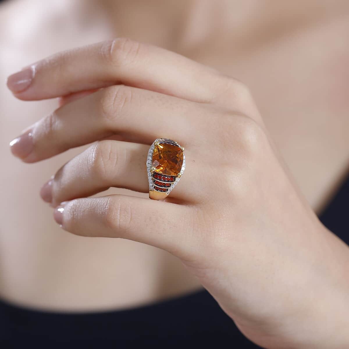 Santa Ana Madeira Citrine and Multi Gemstone 5.75 ctw Stairs Ring in 18K Vermeil Yellow Gold Over Sterling Silver (Size 10.0) image number 2