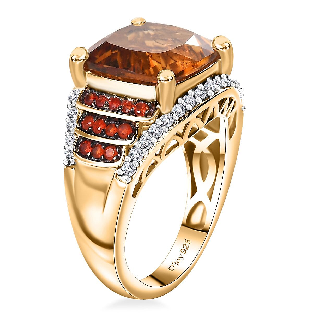 Santa Ana Madeira Citrine and Multi Gemstone 5.75 ctw Stairs Ring in 18K Vermeil Yellow Gold Over Sterling Silver (Size 10.0)