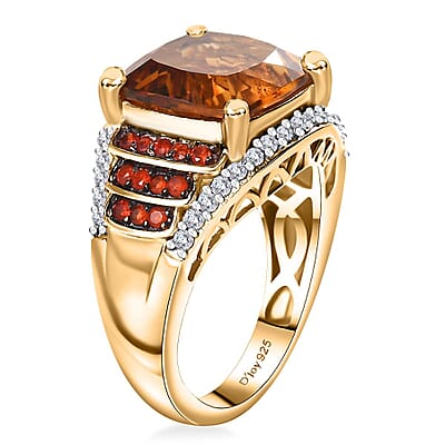 Santa Ana Madeira Citrine and Multi Gemstone 5.75 ctw Stairs Ring in 18K Vermeil Yellow Gold Over Sterling Silver (Size 10.0)
