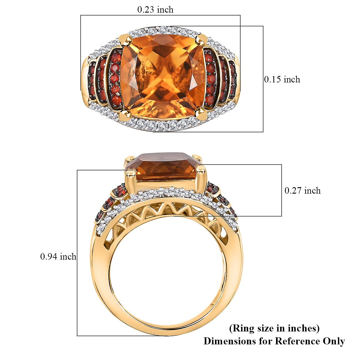 Santa Ana Madeira Citrine and Multi Gemstone 5.75 ctw Stairs Ring in 18K Vermeil Yellow Gold Over Sterling Silver (Size 10.0)