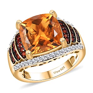 Santa Ana Madeira Citrine and Multi Gemstone 5.75 ctw Stairs Ring in 18K Vermeil Yellow Gold Over Sterling Silver (Size 6.0)