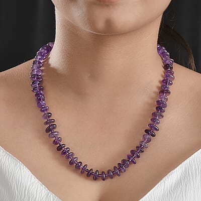 African Amethyst 246.00 ctw Necklace in Rhodium Over Sterling Silver 20 Inches