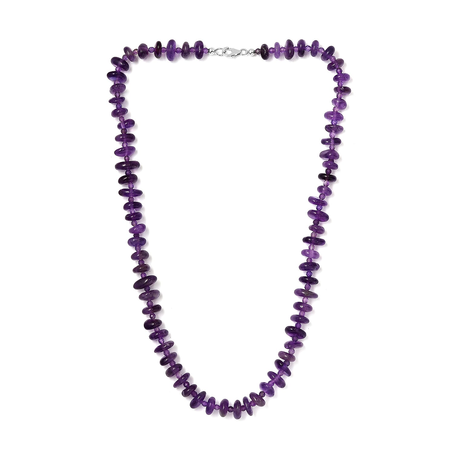 African Amethyst 246.00 ctw Necklace in Rhodium Over Sterling Silver 20 Inches