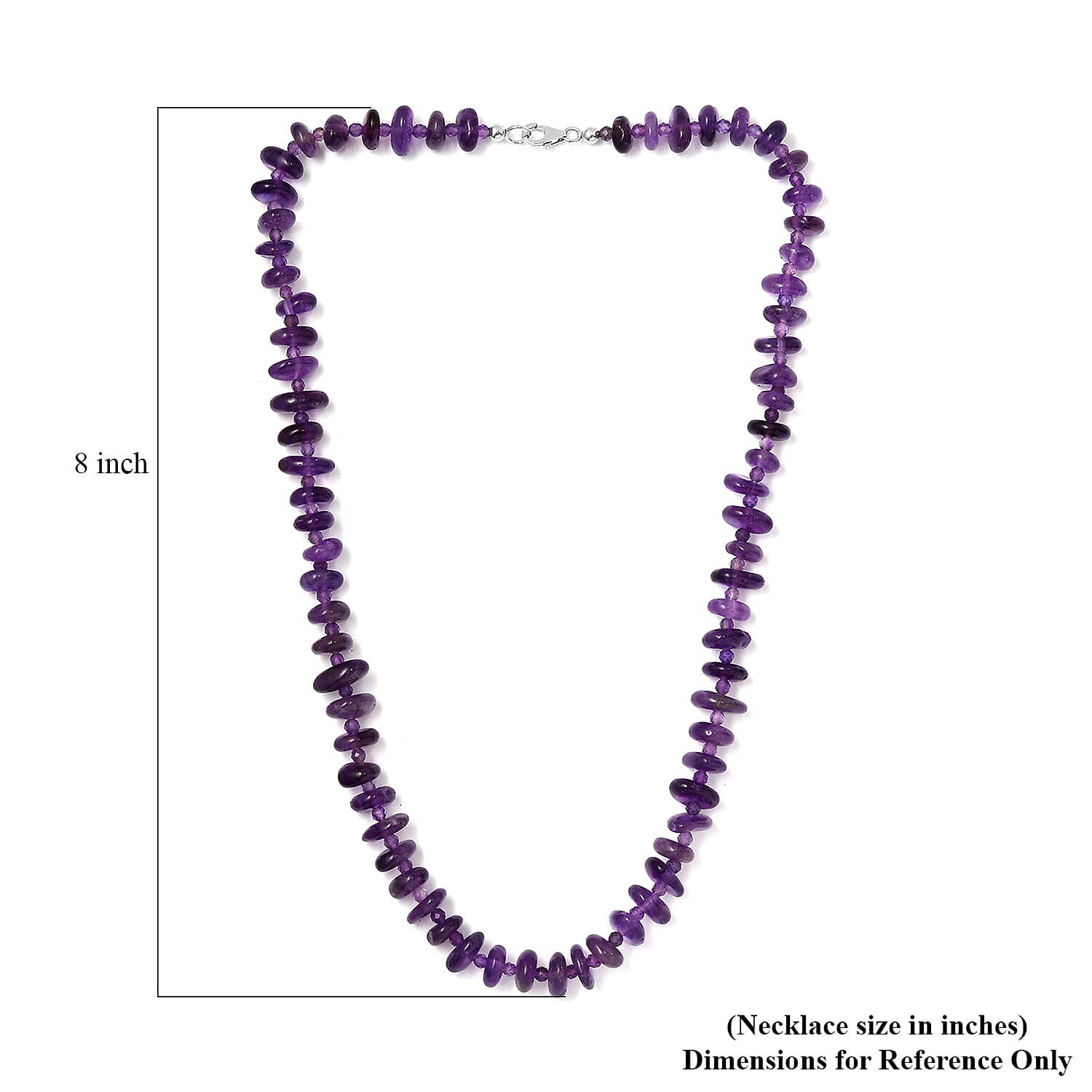African Amethyst 246.00 ctw Necklace in Rhodium Over Sterling Silver 20 Inches