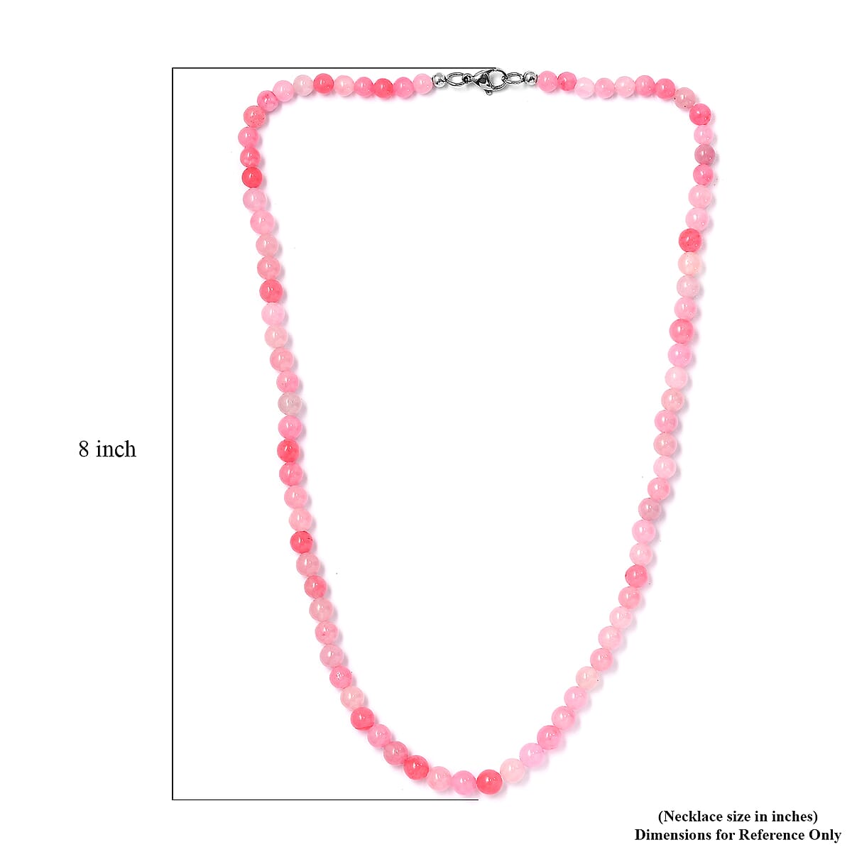 Pink Jade (D) 155.00 ctw Beaded Necklace in Stainless Steel 20 Inches image number 5