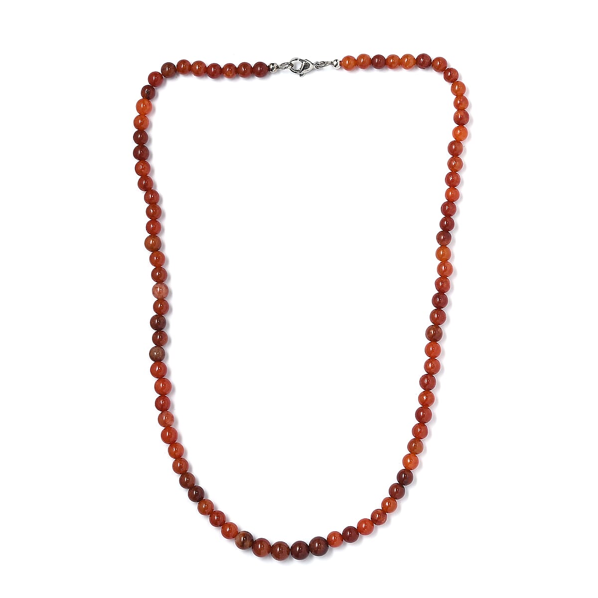 Red Jade (D) 90.00 ctw Beaded Necklace in Stainless Steel 20 Inches image number 3