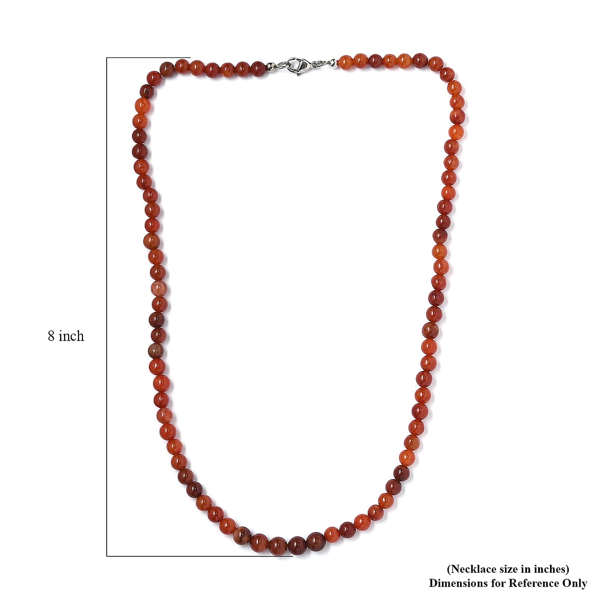 Red Jade (D) 90.00 ctw Beaded Necklace in Stainless Steel 20 Inches image number 5