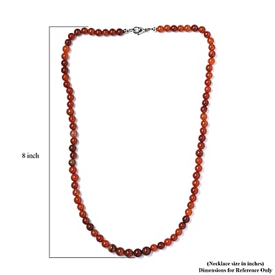 Red Jade (D) 90.00 ctw Beaded Necklace in Stainless Steel 20 Inches