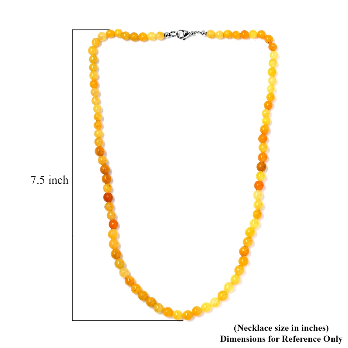 Yellow Jade (D) 145.00 ctw Beaded Necklace in Stainless Steel 20 Inches image number 5