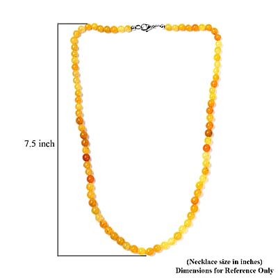 Yellow Jade (D) 145.00 ctw Beaded Necklace in Stainless Steel 20 Inches