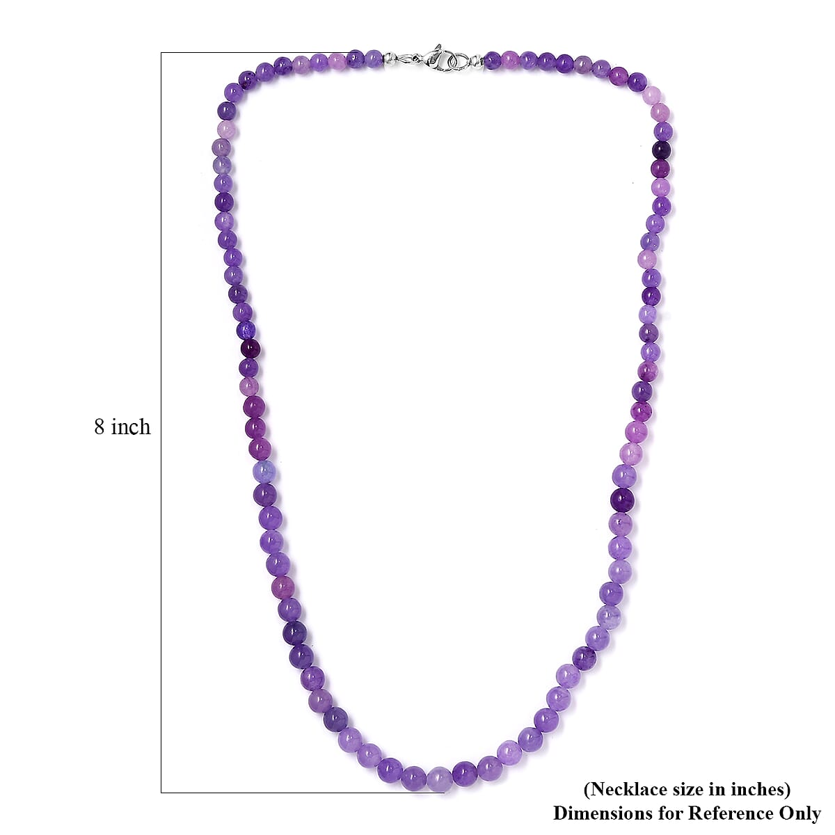 Purple Jade (D) 123.00 ctw Beaded Necklace in Stainless Steel 20 Inches image number 5