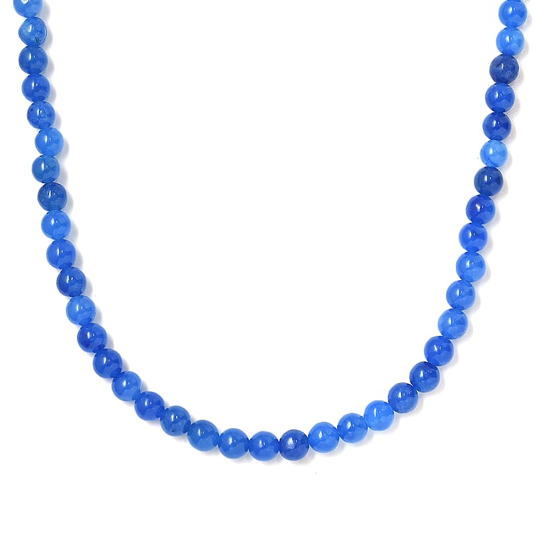 Blue Jade (D) 130.00 ctw Necklace in Stainless Steel 20 Inches