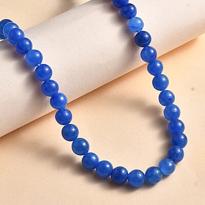 Blue Jade (D) 130.00 ctw Necklace in Stainless Steel 20 Inches