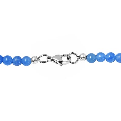 Blue Jade (D) 130.00 ctw Necklace in Stainless Steel 20 Inches