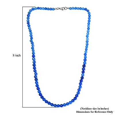 Blue Jade (D) 130.00 ctw Necklace in Stainless Steel 20 Inches