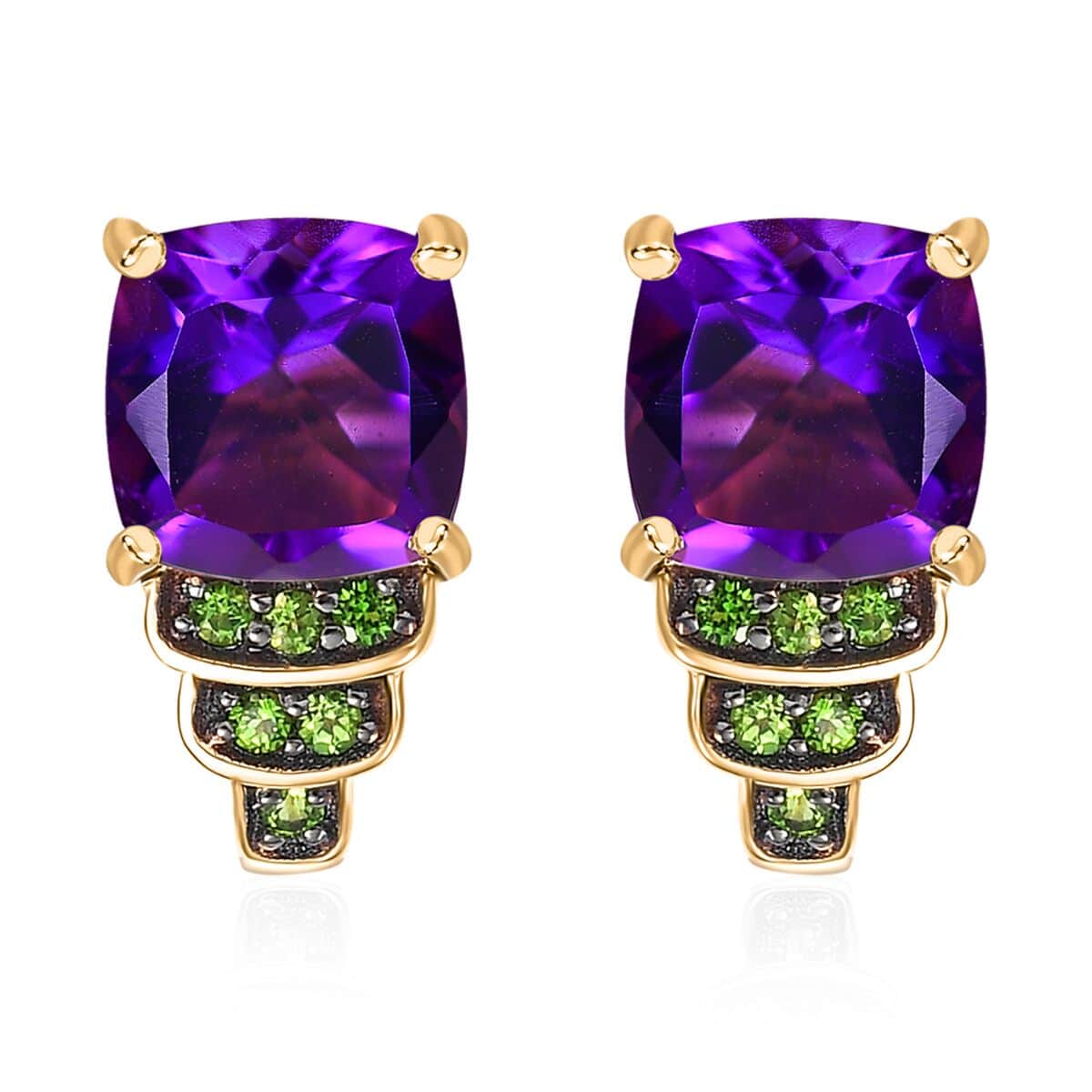 Kagem Zambian Amethyst and Multi Gemstone 3.10 ctw Stud Earrings in 18K Vermeil Yellow Gold Over Sterling Silver image number 0