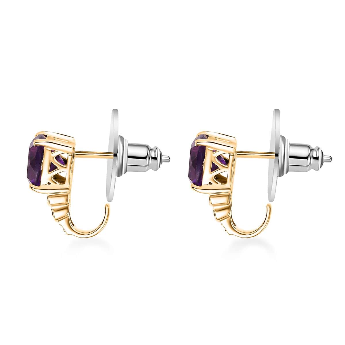 Kagem Zambian Amethyst and Multi Gemstone 3.10 ctw Stud Earrings in 18K Vermeil Yellow Gold Over Sterling Silver image number 3