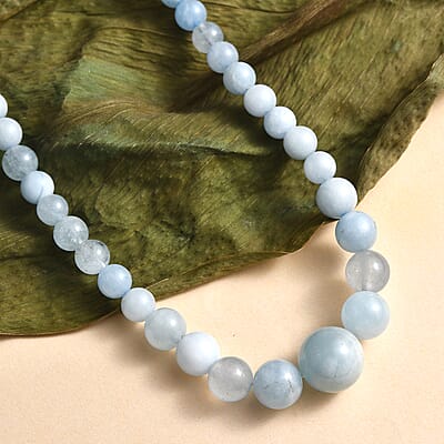Milky Aquamarine 160.00 ctw Necklace in Sterling Silver 18 Inches