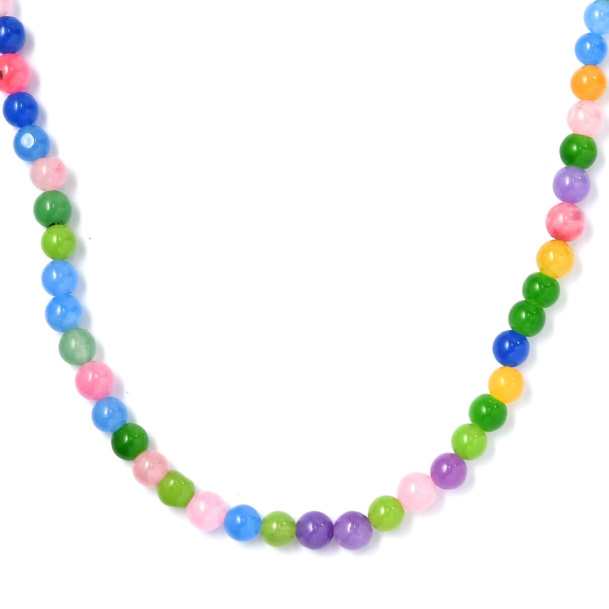 Multi Jade (D) 132.00 ctw Beaded Necklace in Stainless Steel 20 Inches image number 0