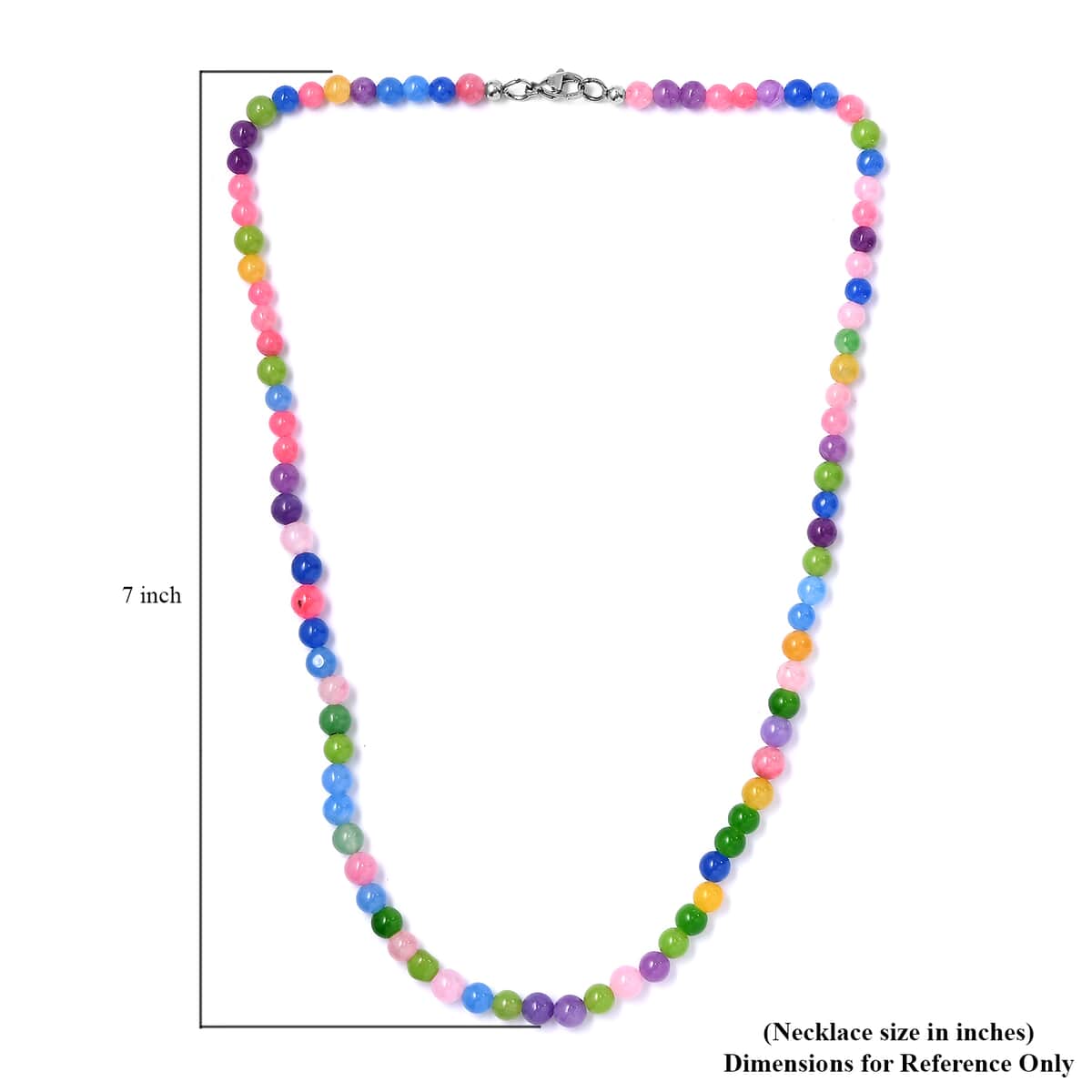 Multi Jade (D) 132.00 ctw Beaded Necklace in Stainless Steel 20 Inches image number 5