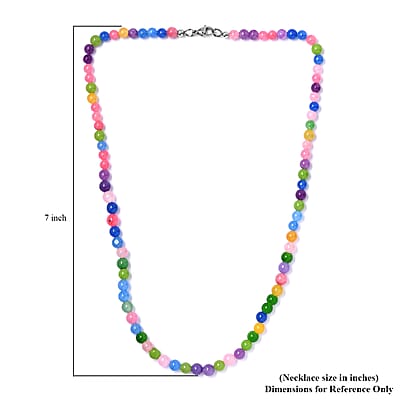 Multi Jade (D) 132.00 ctw Beaded Necklace in Stainless Steel 20 Inches