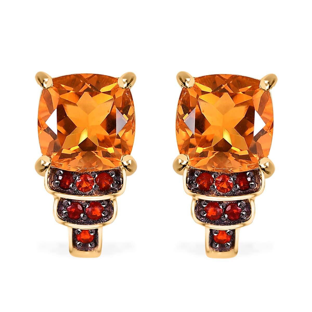 Santa Ana Madeira Citrine and Multi Gemstone 3.00 ctw J-Hoop Stairs Earrings in 18K Vermeil Yellow Gold Over Sterling Silver image number 0