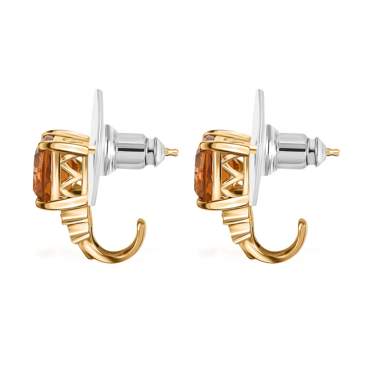 Santa Ana Madeira Citrine and Multi Gemstone 3.00 ctw J-Hoop Stairs Earrings in 18K Vermeil Yellow Gold Over Sterling Silver image number 3