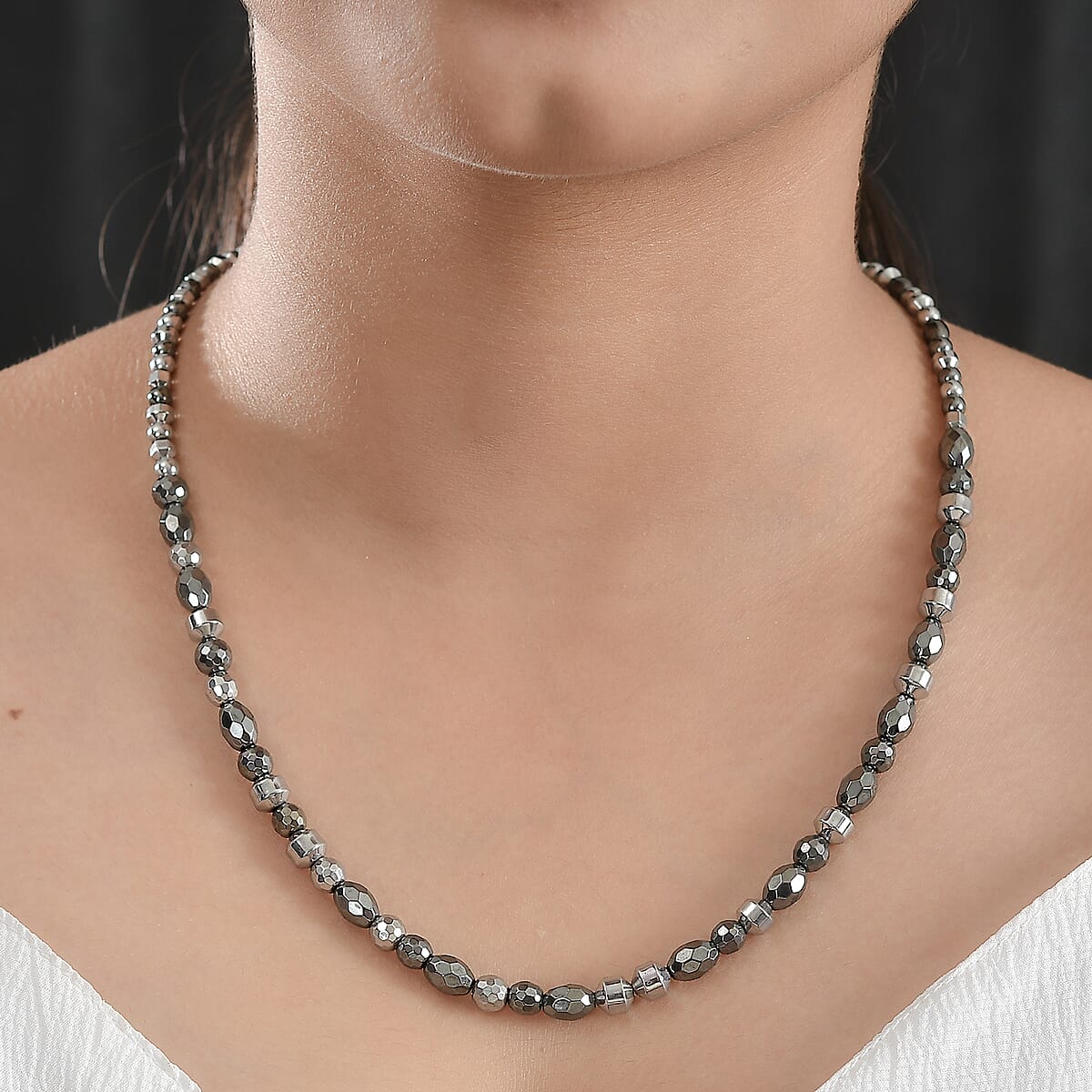 Karis Hematite 160.00 ctw Necklace in Platinum Bond 20 Inches image number 2