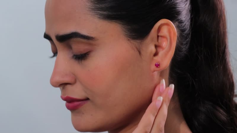 D'Joy Premium Royal Ruby 1.35 ctw Solitaire Stud Earrings in 18K Vermeil YG Over Sterling Silver