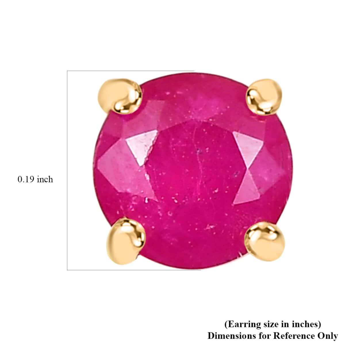 Premium Royal Ruby 1.35 ctw Solitaire Stud Earrings in 18K Vermeil YG Over Sterling Silver image number 4