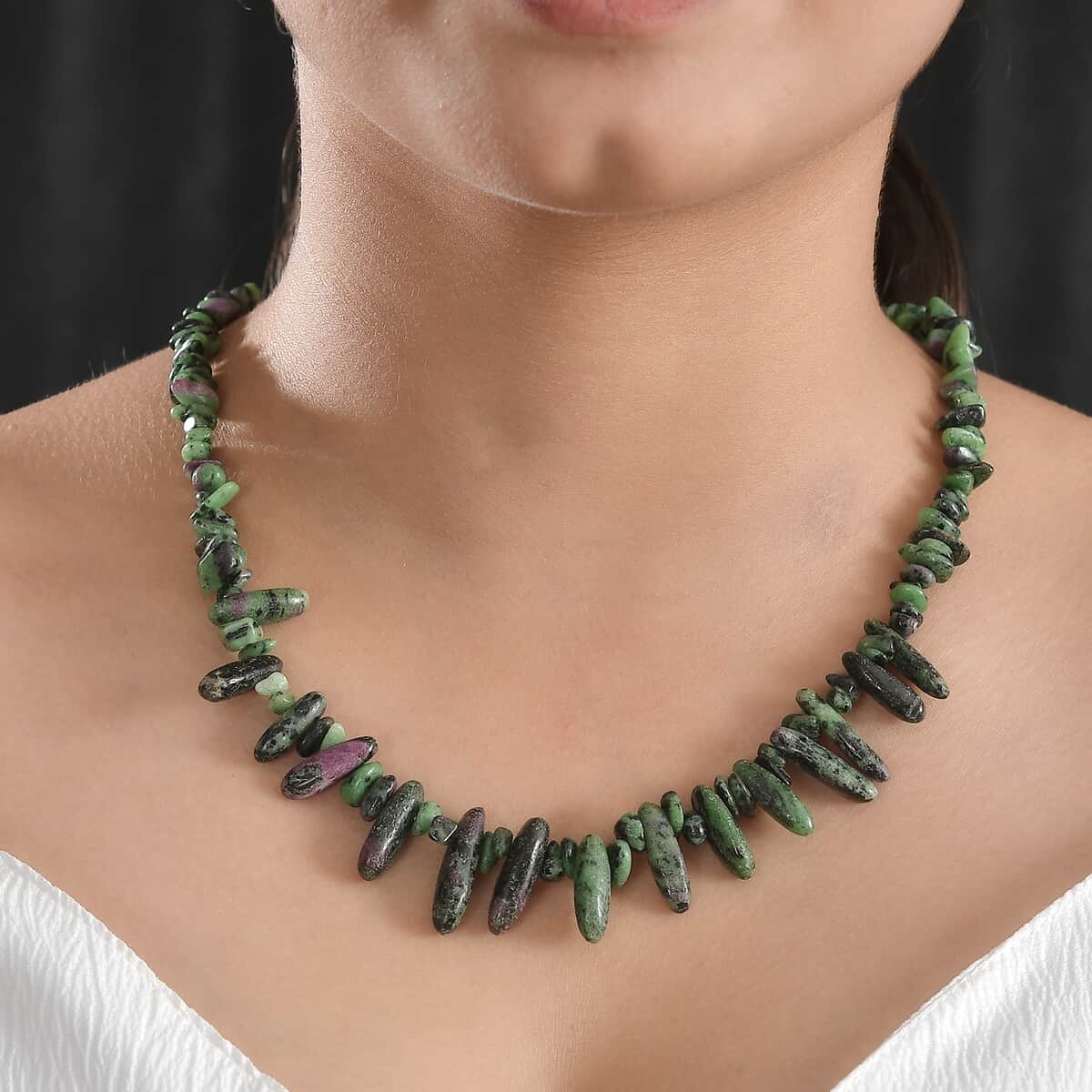 Karis Ruby Zoisite 300.00 ctw Necklace in Platinum Bond 20 Inches image number 2