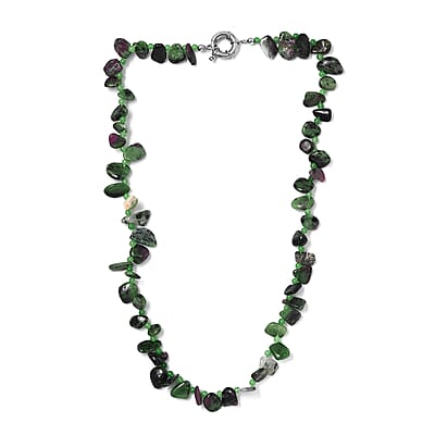 Karis Ruby Zoisite and Green Jade (D) 190.00 ctw Necklace in Platinum Bond 20 Inches