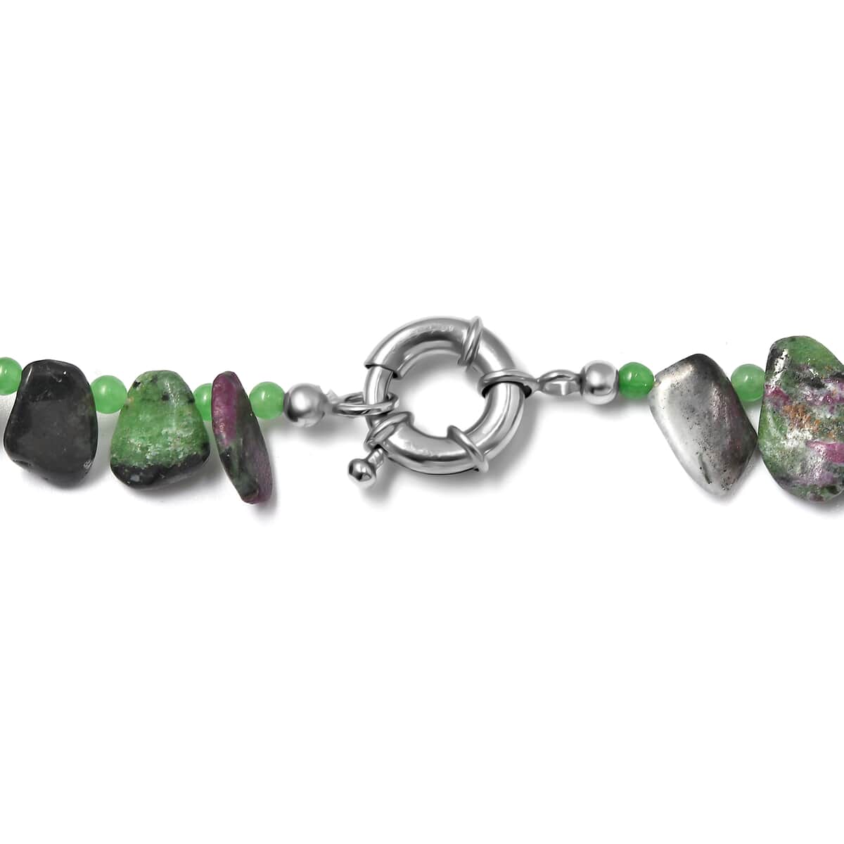 Karis Ruby Zoisite and Green Jade (D) 190.00 ctw Necklace in Platinum Bond 20 Inches image number 4