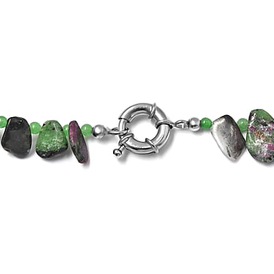 Karis Ruby Zoisite and Green Jade (D) 190.00 ctw Necklace in Platinum Bond 20 Inches
