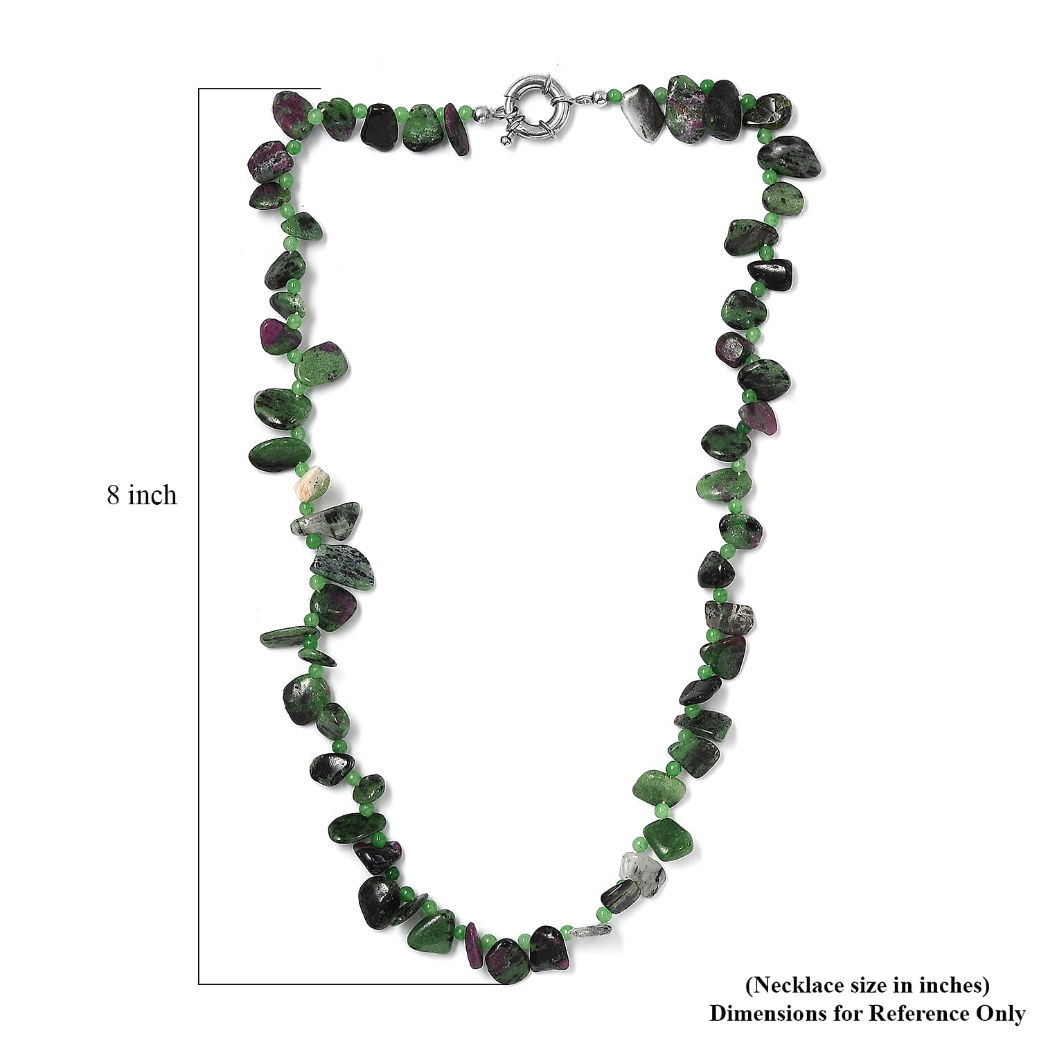 Karis Ruby Zoisite and Green Jade (D) 190.00 ctw Necklace in Platinum Bond 20 Inches