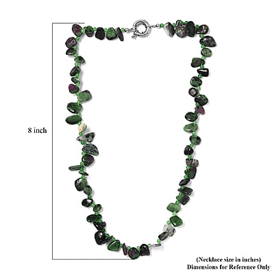 Karis Ruby Zoisite and Green Jade (D) 190.00 ctw Necklace in Platinum Bond 20 Inches