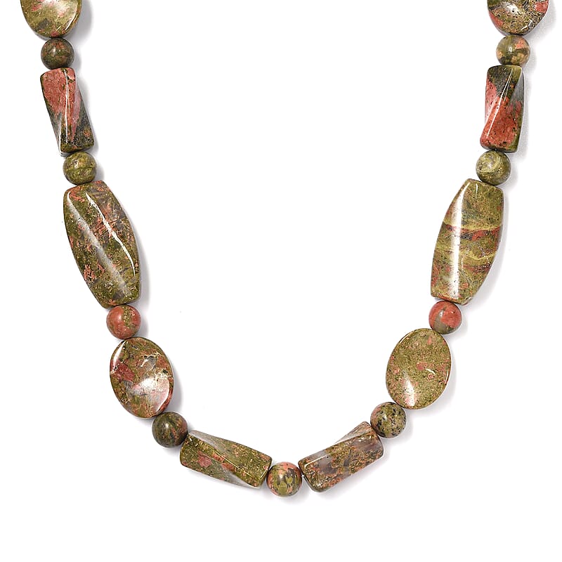 Karis Unakite 390.00 ctw Necklace in Platinum Bond 20 Inches