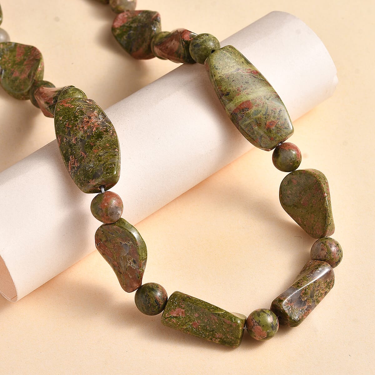 Karis Unakite 390.00 ctw Necklace in Platinum Bond 20 Inches image number 1