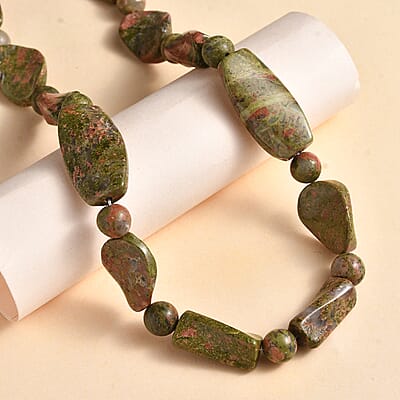 Karis Unakite 390.00 ctw Necklace in Platinum Bond 20 Inches