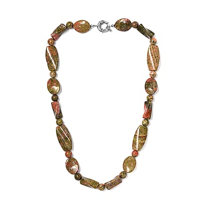 Karis Unakite 390.00 ctw Necklace in Platinum Bond 20 Inches