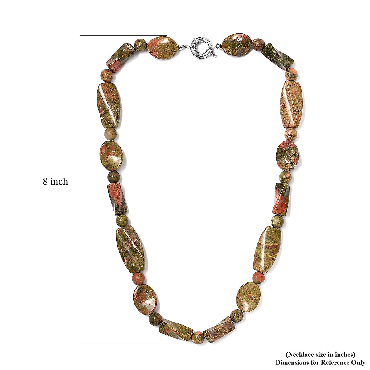 Karis Unakite 390.00 ctw Necklace in Platinum Bond 20 Inches image number 5