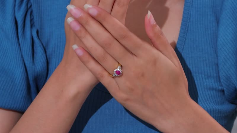 Premium Royal Ruby and White Zircon 1.70 ctw Ring in 18K Vermeil Yellow Gold Over Sterling Silver