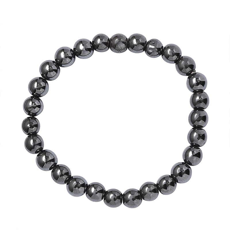 Hematite 162.00 ctw Beaded Stretch Bracelet