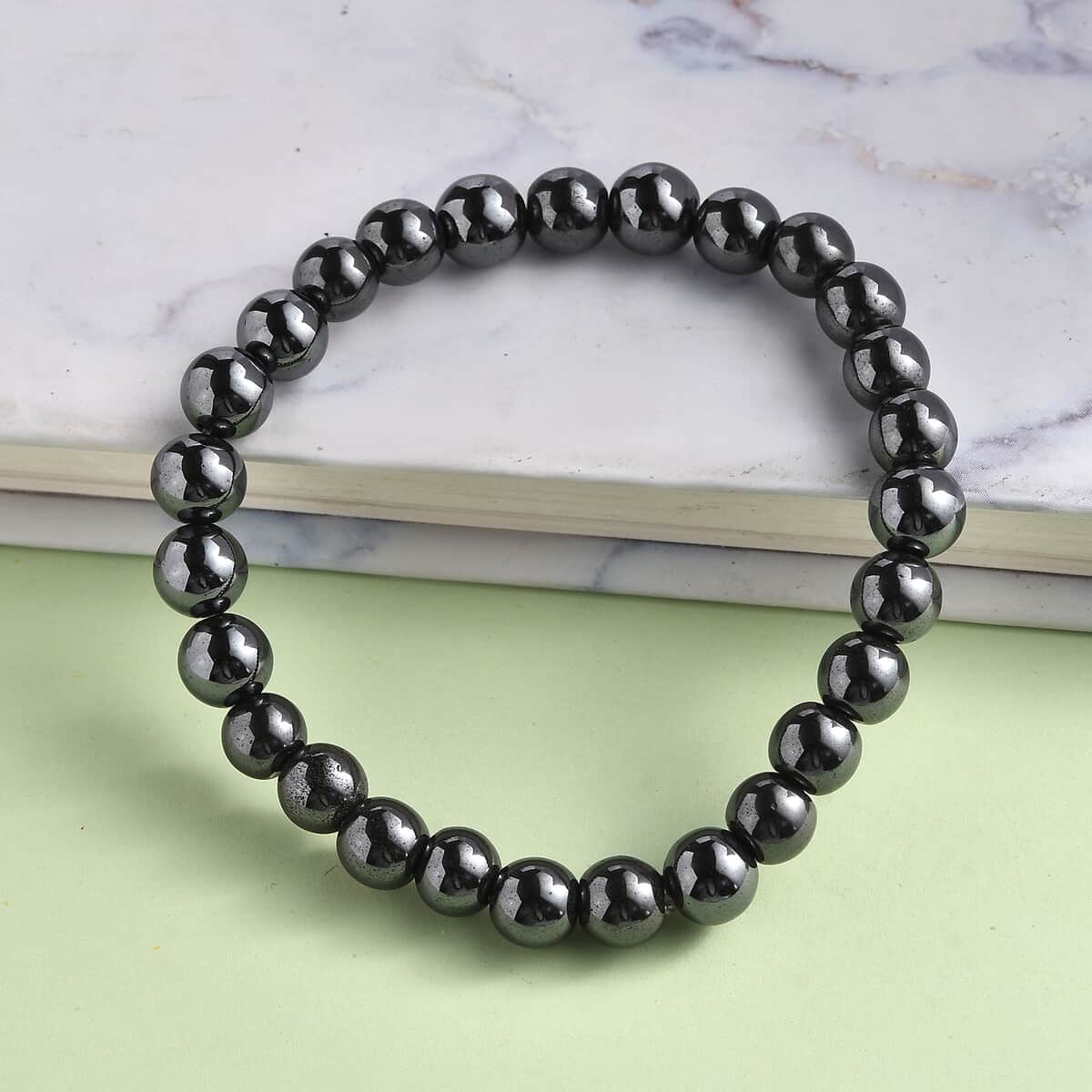 Hematite 162.00 ctw Beaded Stretch Bracelet image number 1