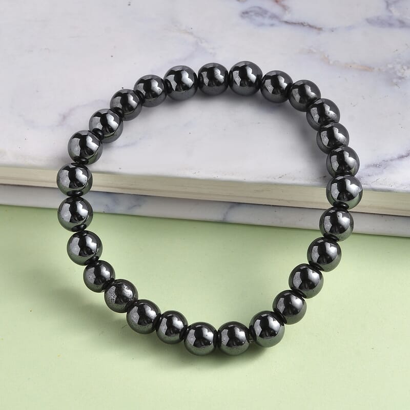 Hematite 162.00 ctw Beaded Stretch Bracelet