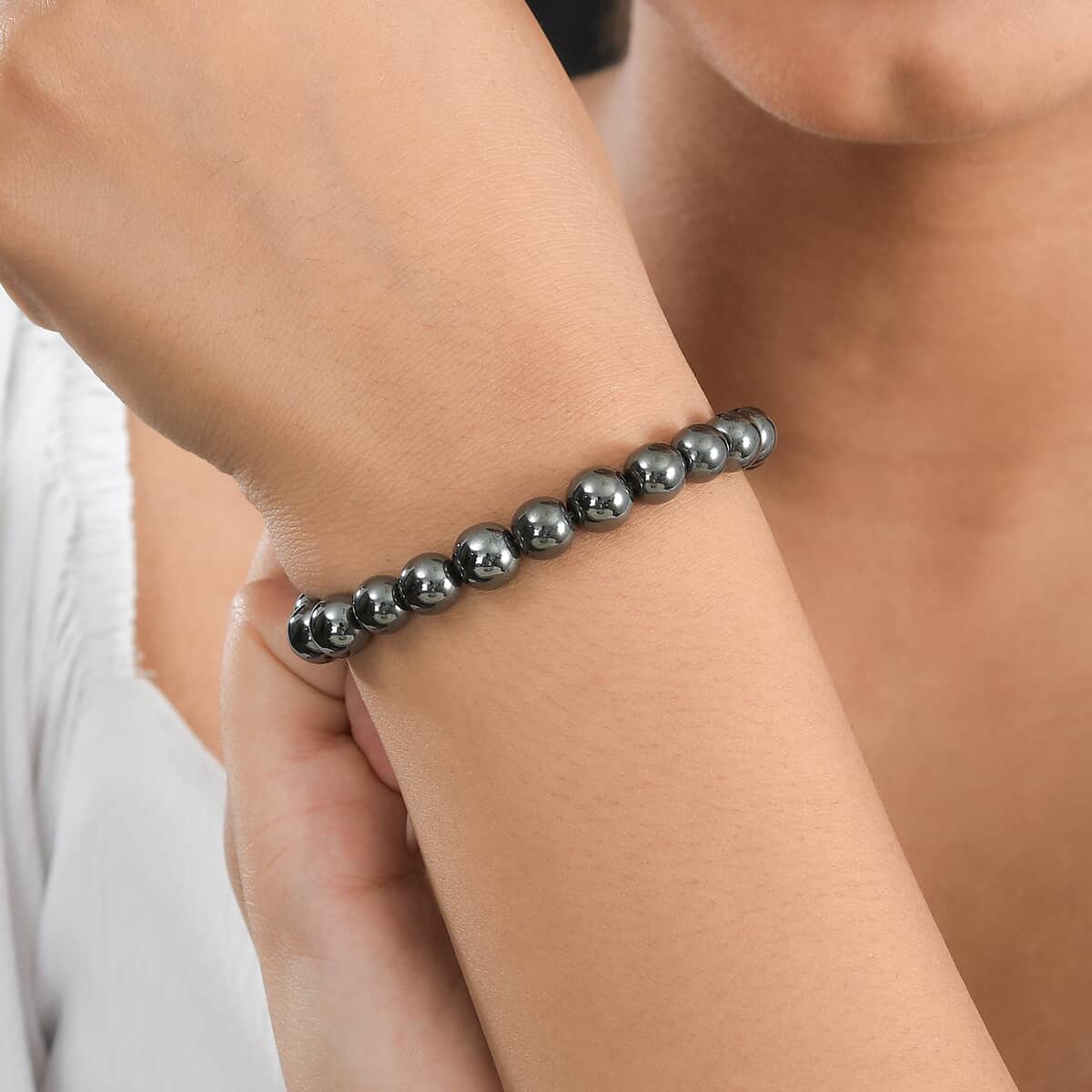 Hematite 162.00 ctw Beaded Stretch Bracelet image number 2