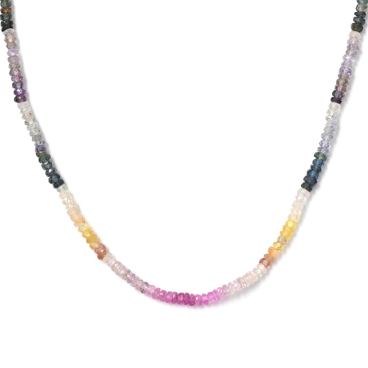 Multi Sapphire 40.00 ctw Necklace in Rhodium Over Sterling Silver 18 Inches image number 0